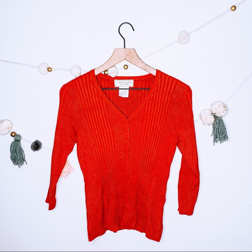 VINTAGE y2k Burnt Orange Ribbed Crop sweater